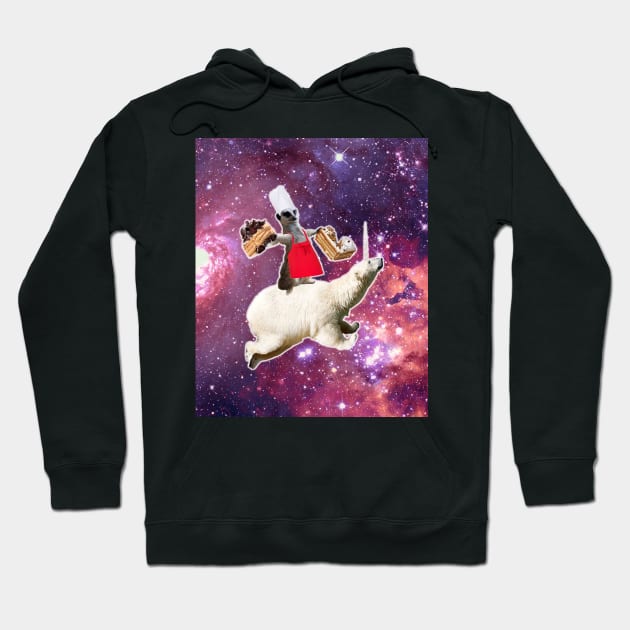 Lemur Riding Bear Unicorn Eating Cake Hoodie by Random Galaxy